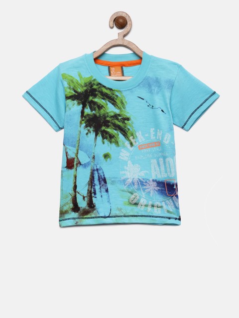 

Little Kangaroos Boys Blue Printed Round Neck T-shirt