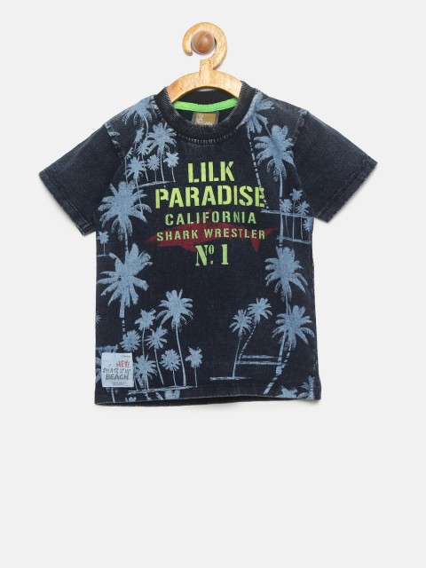 

Little Kangaroos Boys Blue Printed Round Neck T-shirt