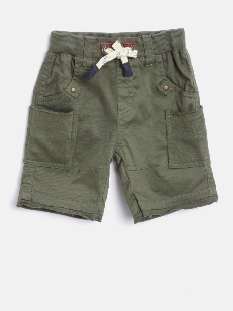 

Little Kangaroos Boys Olive Green Solid Regular Fit Casual Shorts