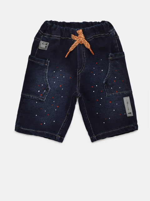 

Little Kangaroos Boys Navy Blue Lightly Washed Regular Fit Denim Shorts