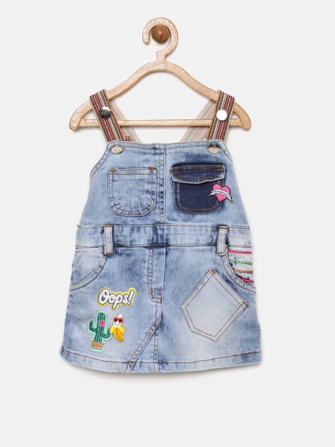 

Little Kangaroos Girls Blue Solid Pinafore Dress