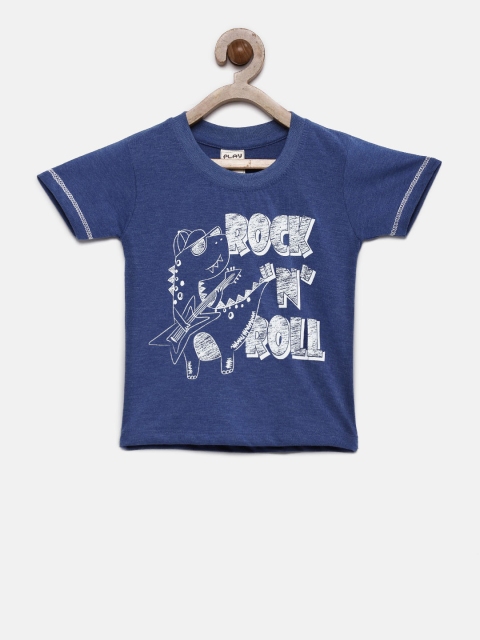 

Little Kangaroos Boys Blue Printed Round Neck T-shirt