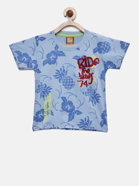 

Little Kangaroos Boys Blue Printed Round Neck T-shirt