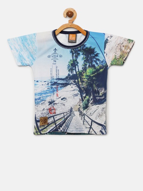 

Little Kangaroos Boys Blue Printed Round Neck T-shirt