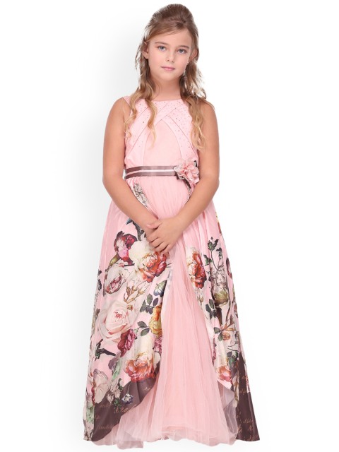 

CUTECUMBER Girls Pink Printed Maxi Dress