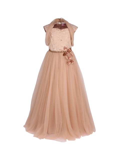 

CUTECUMBER Girls Brown Printed Fit and Flare Dress