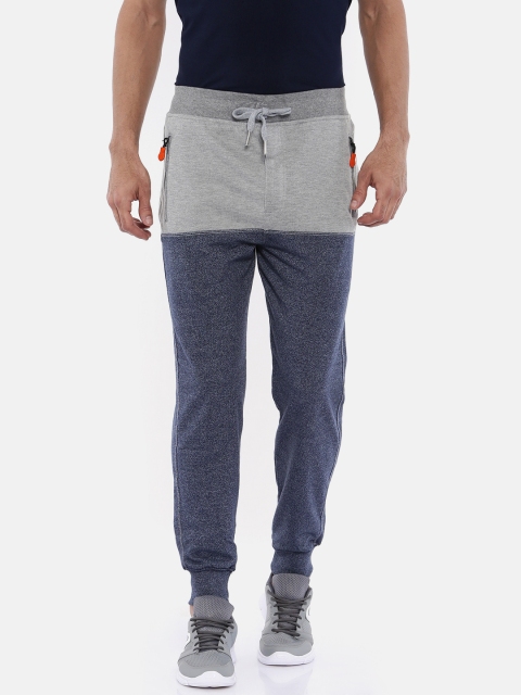 

Sports52 wear Men Navy Blue & Grey Melange Colourblocked Joggers