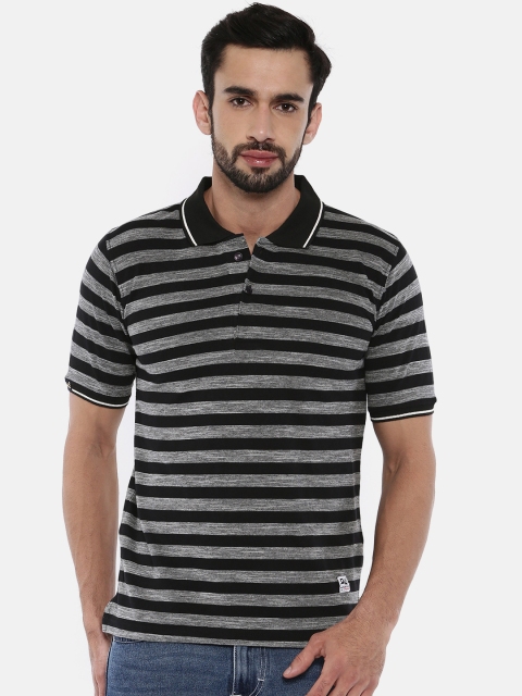 

Sports52 wear Men Grey & Black Striped Polo T-shirt