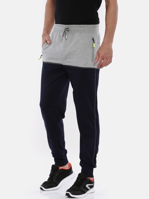 

Sports52 wear Men Navy Blue & Grey Melange Colourblocked Joggers