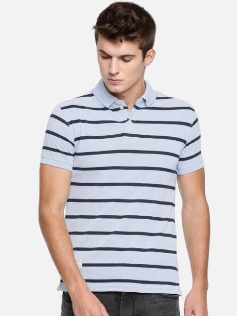 

Sports52 wear Men Blue Striped Polo T-shirt