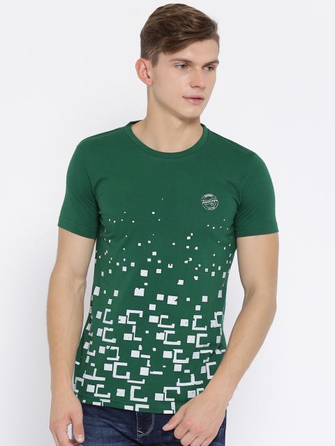 

Duke Men Green Printed Round Neck T-shirt