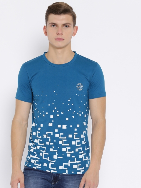 

Duke Men Blue Printed Round Neck T-shirt