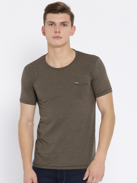 

Duke Men Brown Solid Round Neck T-shirt