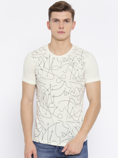 

Duke Men White Printed Round Neck T-shirt