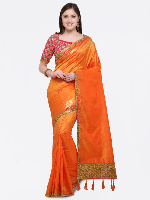 

Online Fayda Orange Solid Art Silk Saree