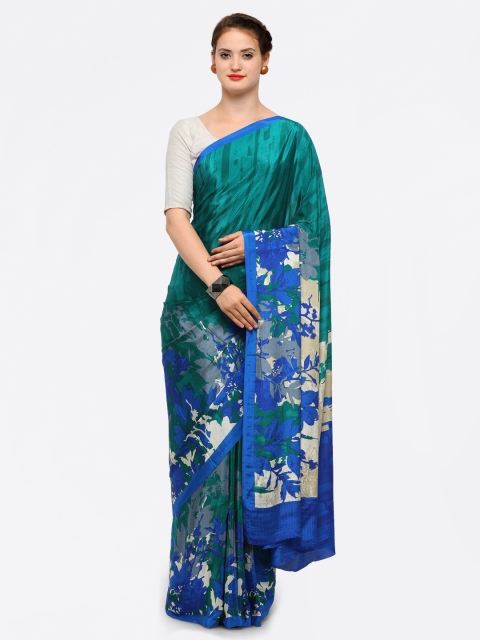 

Ligalz Green & Blue Poly Crepe Printed Saree