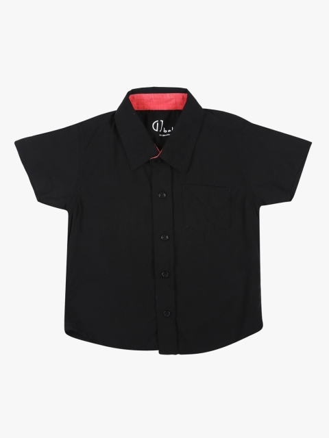 

Gini and Jony Boys Black Regular Fit Solid Casual Shirt