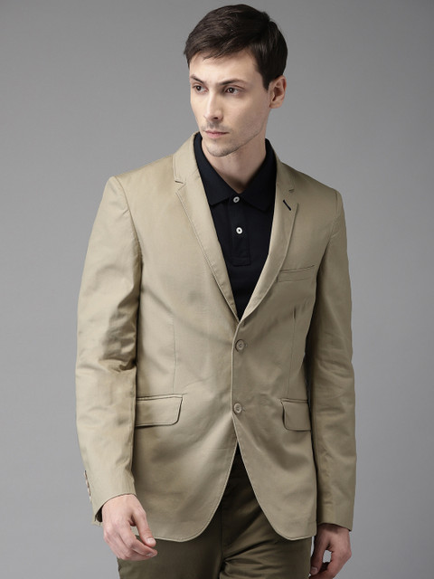 

The Indian Garage Co Men Beige Regular Fit Solid Casual Blazer