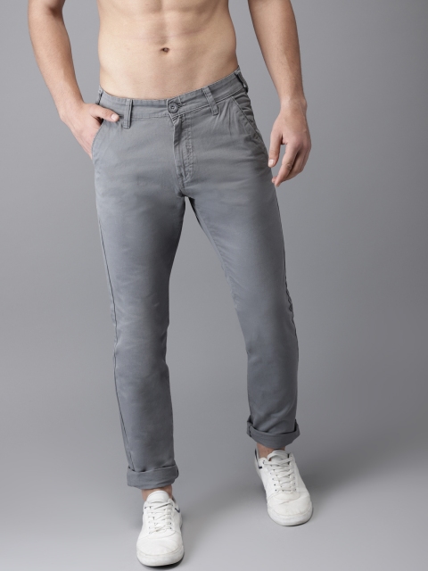 

HERE&NOW Men Grey Slim Fit Solid Chinos