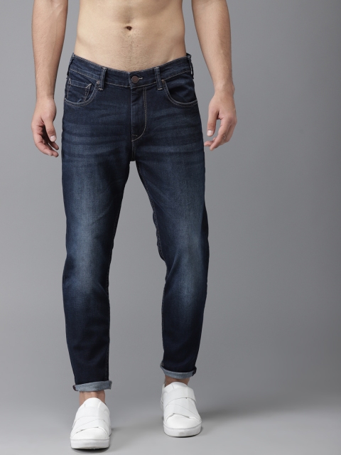 

HERE&NOW Men Blue Slim Fit Mid-Rise Clean Look Stretchable Cropped Jeans