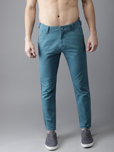 

HERE&NOW Men Blue Slim Fit Solid Cropped Chinos