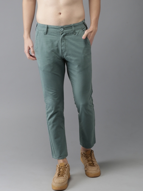 

HERE&NOW Men Blue Slim Fit Solid Cropped Chinos