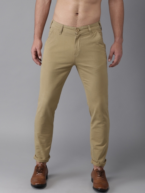 

HERE&NOW Men Khaki Slim Fit Solid Chinos