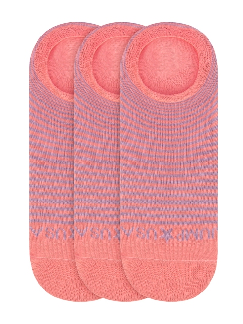 

JUMP USA Women Pack of 3 Peach-Coloured Striped Shoe Liners