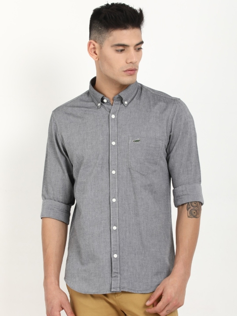 

Crocodile Men Grey Slim Fit Solid Casual Shirt