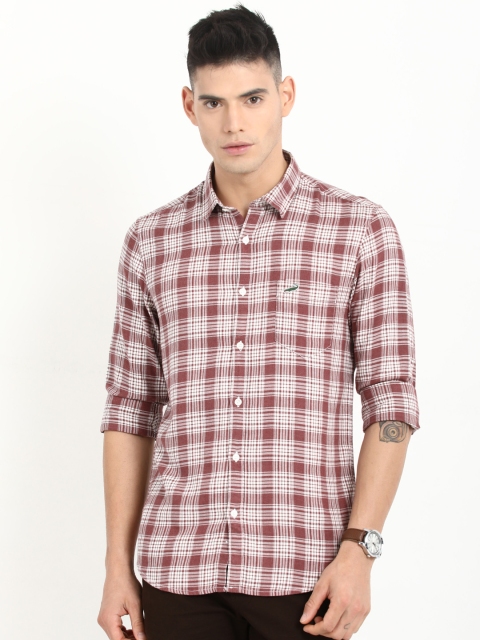 

Crocodile Men Maroon & White Slim Fit Checked Casual Shirt