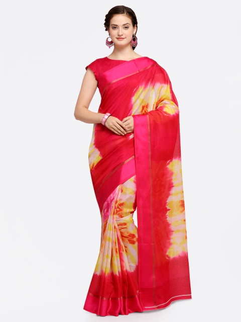 

Inddus Red & Cream-Coloured Polycotton Printed Kota Saree
