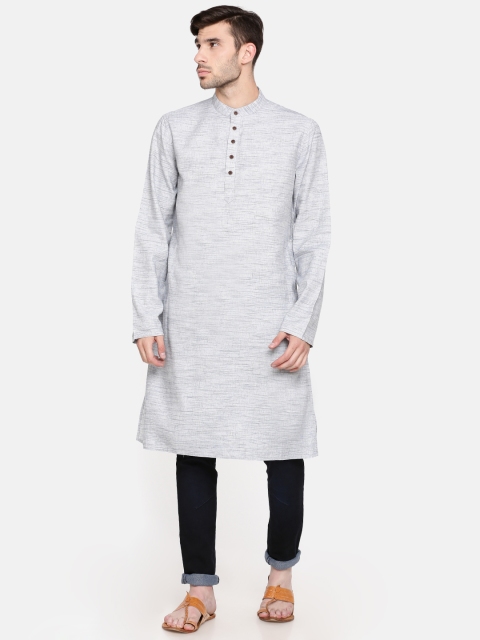 

Freehand Men Blue Solid Straight Kurta
