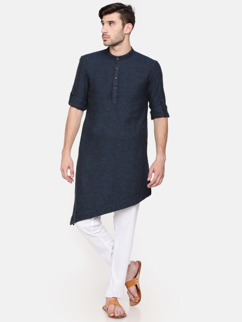 

Freehand Men Blue Woven Design Straight Kurta