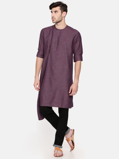 

Freehand Men Maroon Solid Straight Kurta