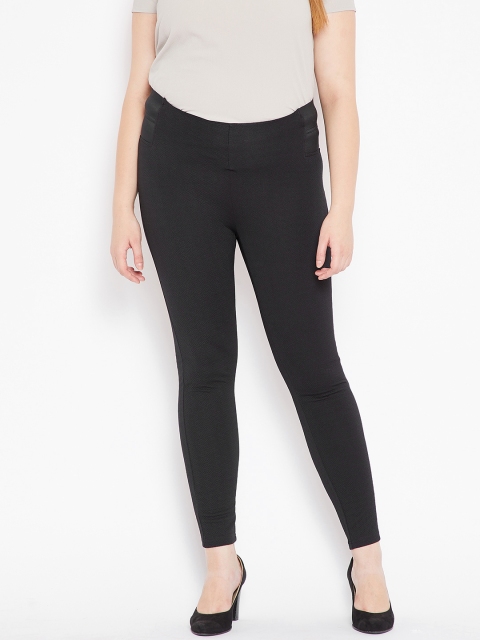 

JUNAROSE Plus Size Women Black Textured Treggings