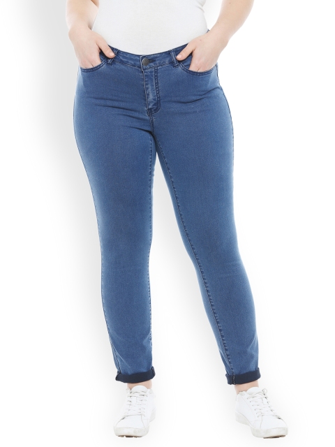 

JUNAROSE Plus Size Women Blue Slim Fit Mid-Rise Clean Look Stretchable Jeans