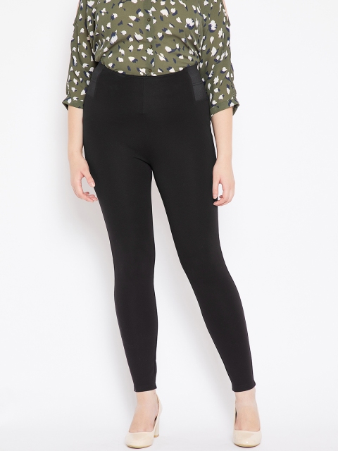 

JUNAROSE Plus Size Women Black Solid Treggings