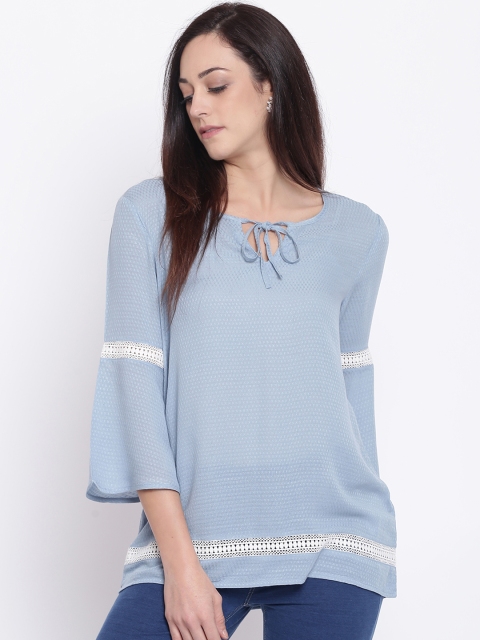 

ONLY Women Blue Self Design Top