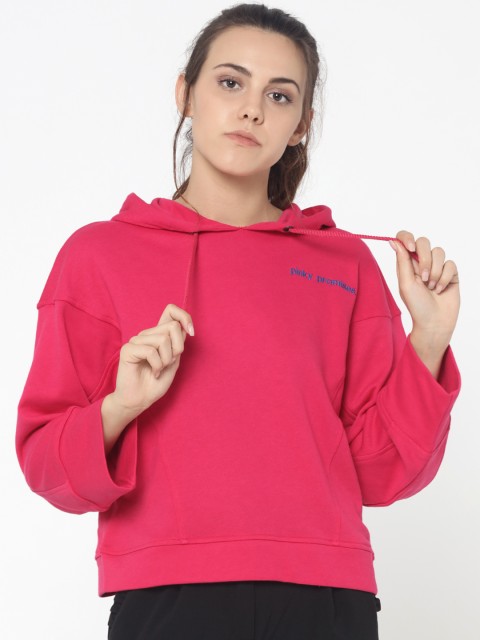 

ONLY Women Pink Solid Hooded Sweatshirt