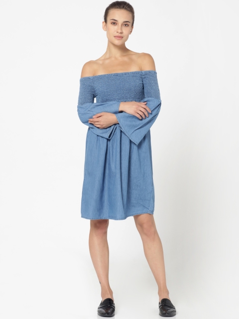 

ONLY Blue Chambray A-Line Dress