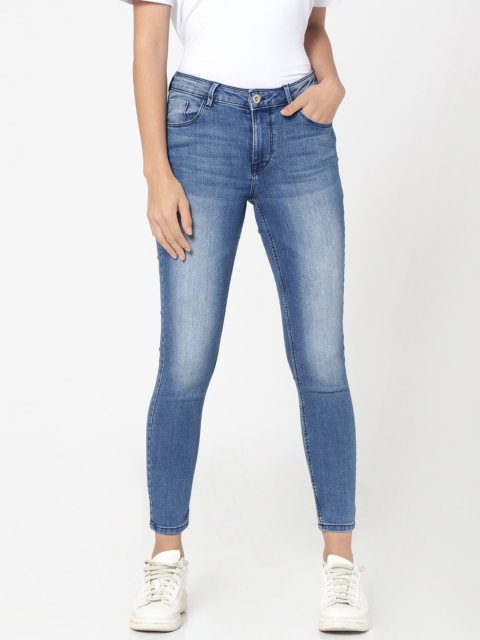

ONLY Women Blue CARMEN Skinny Fit Mid-Rise Clean Look Stretchable Jeans