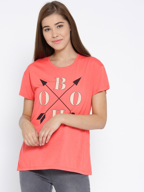 

ONLY Women Pink Printed Round Neck T-shirt