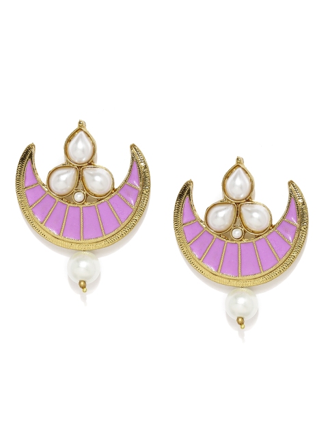 

Fida Gold-Toned & Purple Handcrafted Drop Earrings