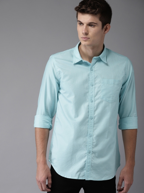 

HERE&NOW Men Blue Regular Fit Solid Casual Shirt