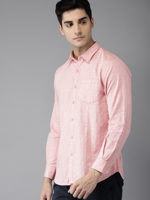 

HERE&NOW Men Pink Regular Fit Self Design Casual Shirt