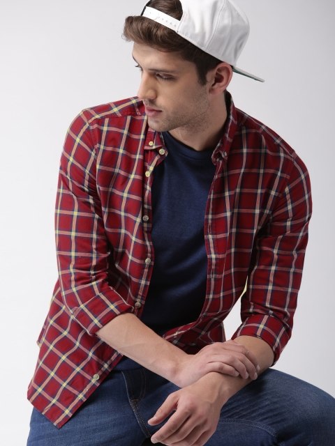 

Harvard Men Red & Yellow Checked Casual Shirt