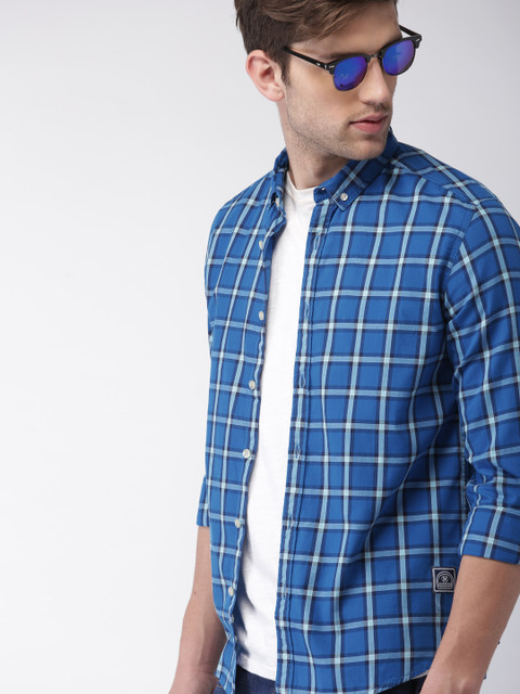 

Harvard Men Blue Checked Casual Shirt
