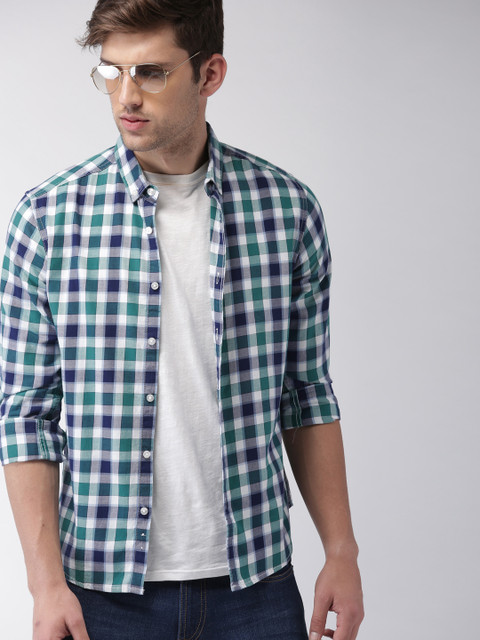 

Harvard Men Green & White Checked Casual Shirt