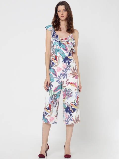 

ONLY White & Blue Printed Culotte Jumpsuit