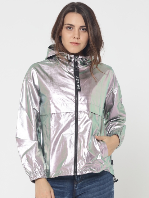 

ONLY Women Metallic Grey Solid Sporty Jacket